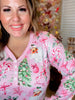 Pink Santa Long Sleeve Loungewear Set - Whiskey Skies - SHIRLEY & STONE