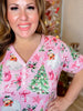 Pink Santa Short Sleeve Loungewear Night Dress - Whiskey Skies - SHIRLEY & STONE