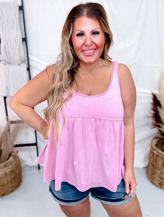Pink Scoop Neck Tank Top - Whiskey Skies - WHITE BIRCH