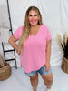 Pink Short Sleeve Hi - Low Tunic Top - Whiskey Skies - ANDREE BY UNIT