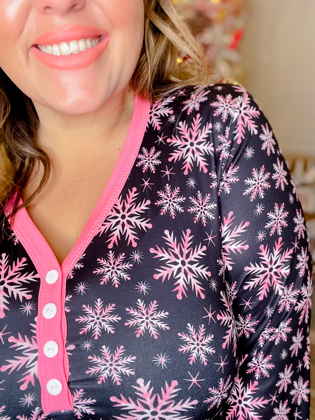 Pink Snowflake Loungewear Set - Whiskey Skies - SHIRLEY & STONE