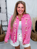 Pink Striped Button Front Top With Sequin Martinis - Whiskey Skies - SOUTHERN GRACE