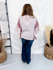 Pink & Taupe Waffle Knit Top With Floral Appliques - Whiskey Skies - DAVI & DANI