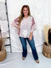 Pink & Taupe Waffle Knit Top With Floral Appliques - Whiskey Skies - DAVI & DANI