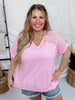 Pink V-Neck Dolman Sleeve Casual Tunic Top - Whiskey Skies - ANDREE BY UNIT