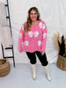 Pink & White Bow Pattern Long Sleeve Sweater - Whiskey Skies - J.NNA