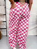 Pink & White Checkered Barrel Leg Pants - Whiskey Skies - ODDI