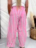 Pink & White Striped Lounge Pants - Whiskey Skies - ODDI