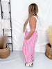 Pink & White Striped Lounge Pants - Whiskey Skies - ODDI
