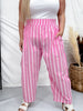 Pink & White Striped Lounge Pants - Whiskey Skies - ODDI