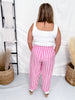 Pink & White Striped Lounge Pants - Whiskey Skies - ODDI
