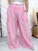 Pink & White Striped Wide Leg Lounge Pants - Whiskey Skies - ODDI