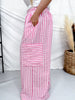 Pink & White Striped Wide Leg Lounge Pants - Whiskey Skies - ODDI