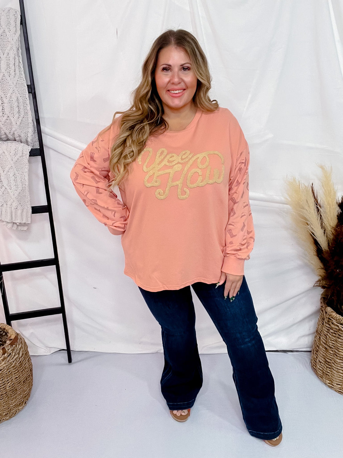 Pink Yee Haw Pullover - Whiskey Skies - SOUTHERN GRACE