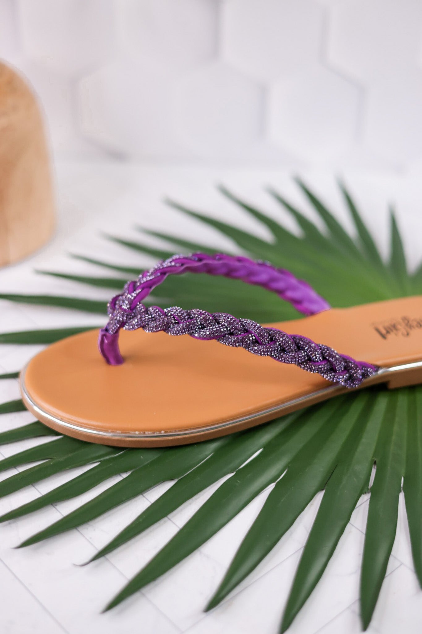 "Pinky Promise" Lavender Braided Rhinestone Thong Sandals - Whiskey Skies - CORKYS FOOTWEAR