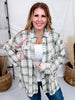 Plaid Button Down Shirt W/ Floral Patch Embroidery - Whiskey Skies - ODDI