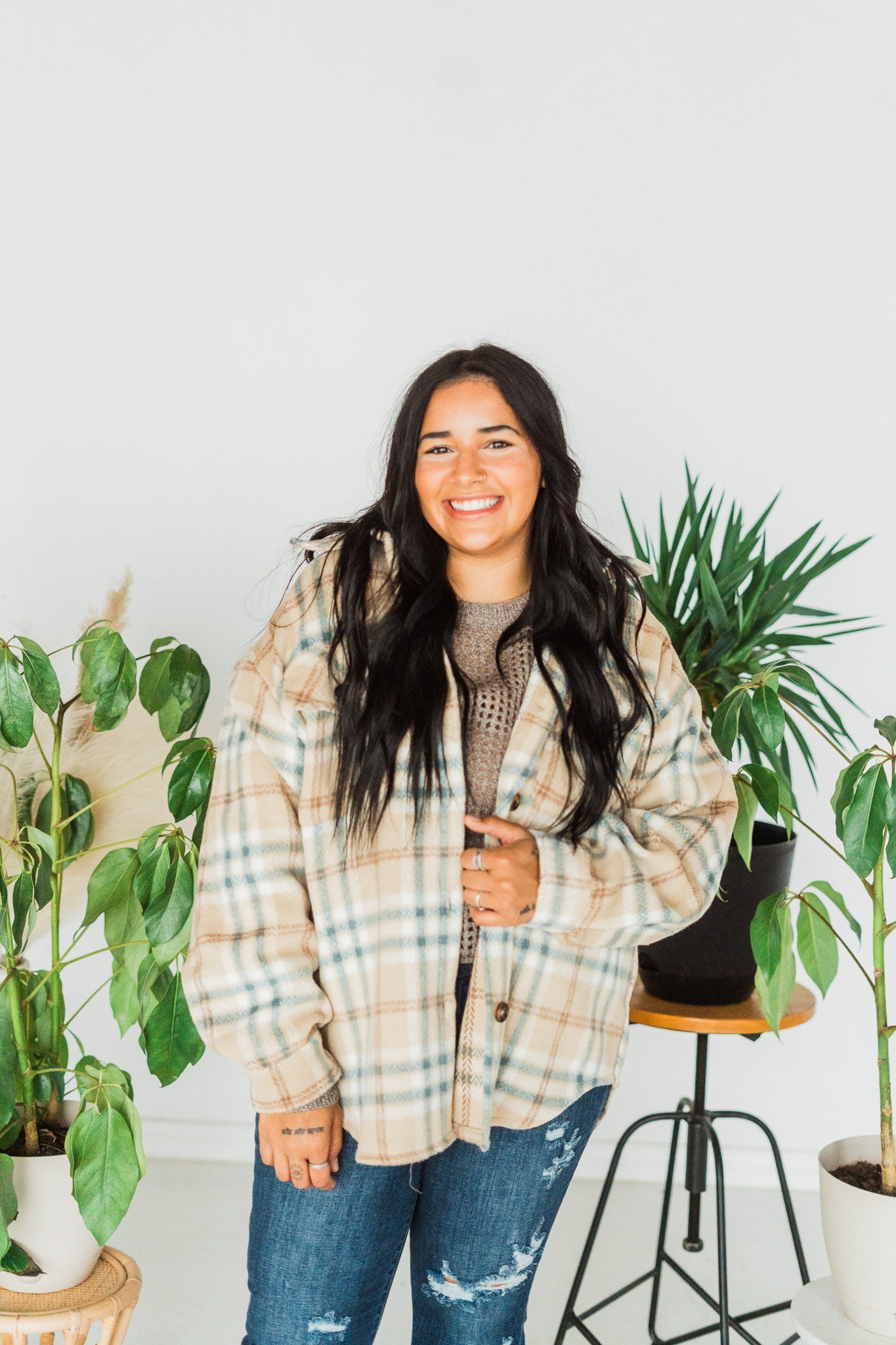 Plaid Button Front Shacket - Whiskey Skies - DAVI & DANI