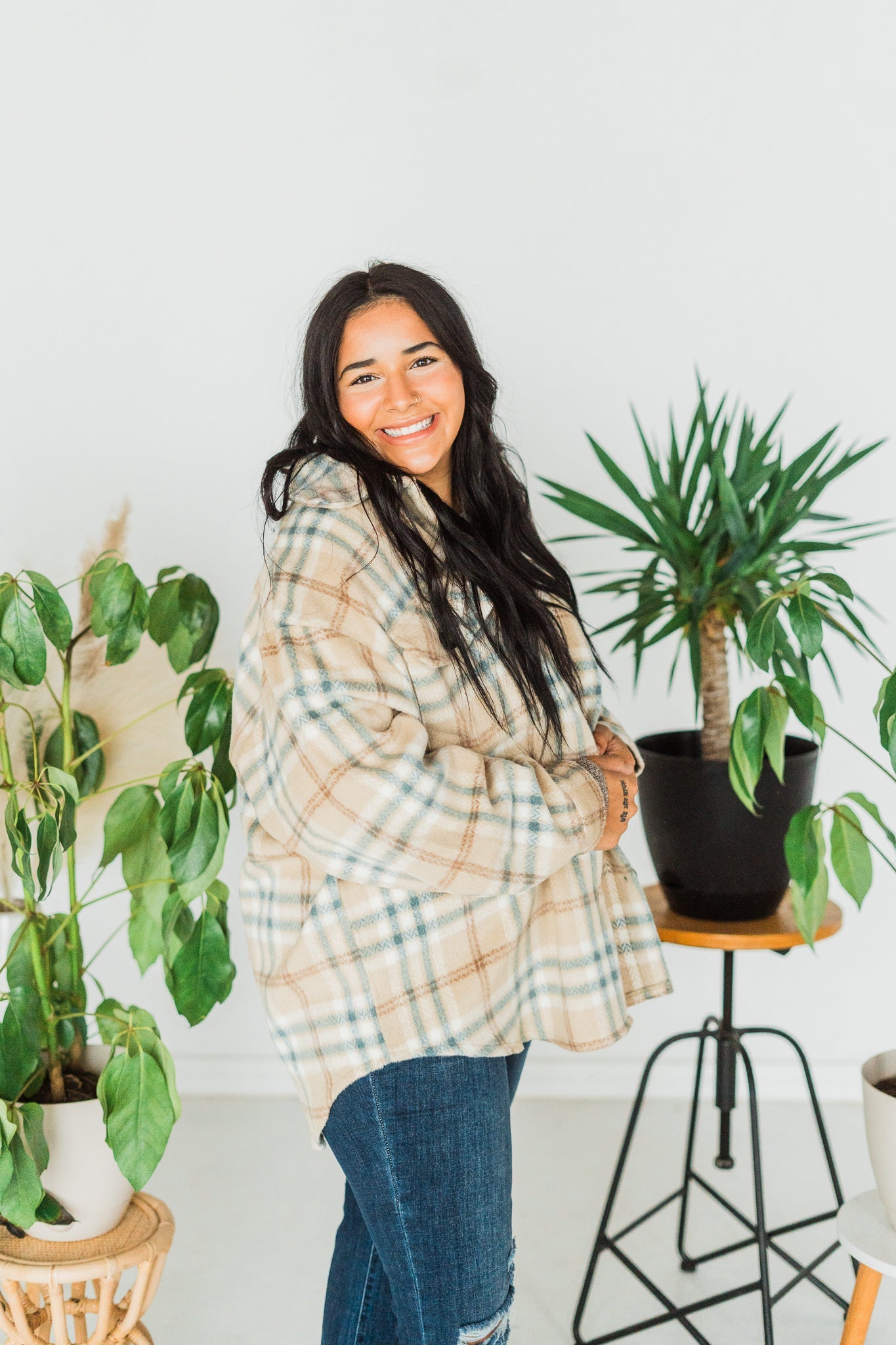 Plaid Button Front Shacket - Whiskey Skies - DAVI & DANI