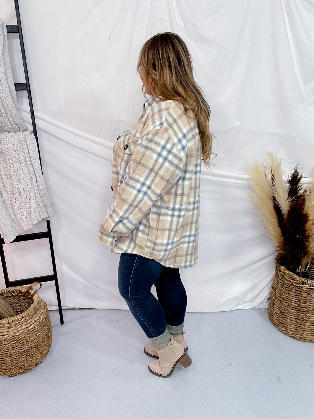 Plaid Button Front Shacket - Whiskey Skies - DAVI & DANI