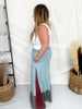 Plaid & Chambray Tiered Wide Leg Elastic Waist Pants - Whiskey Skies - ODDI