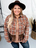 Plaid Cropped Shirt Jacket - Whiskey Skies - KORI AMERICA