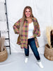 Plaid Flannel Button Down Shirt Dress In Golden Kiwi - Whiskey Skies - EASEL