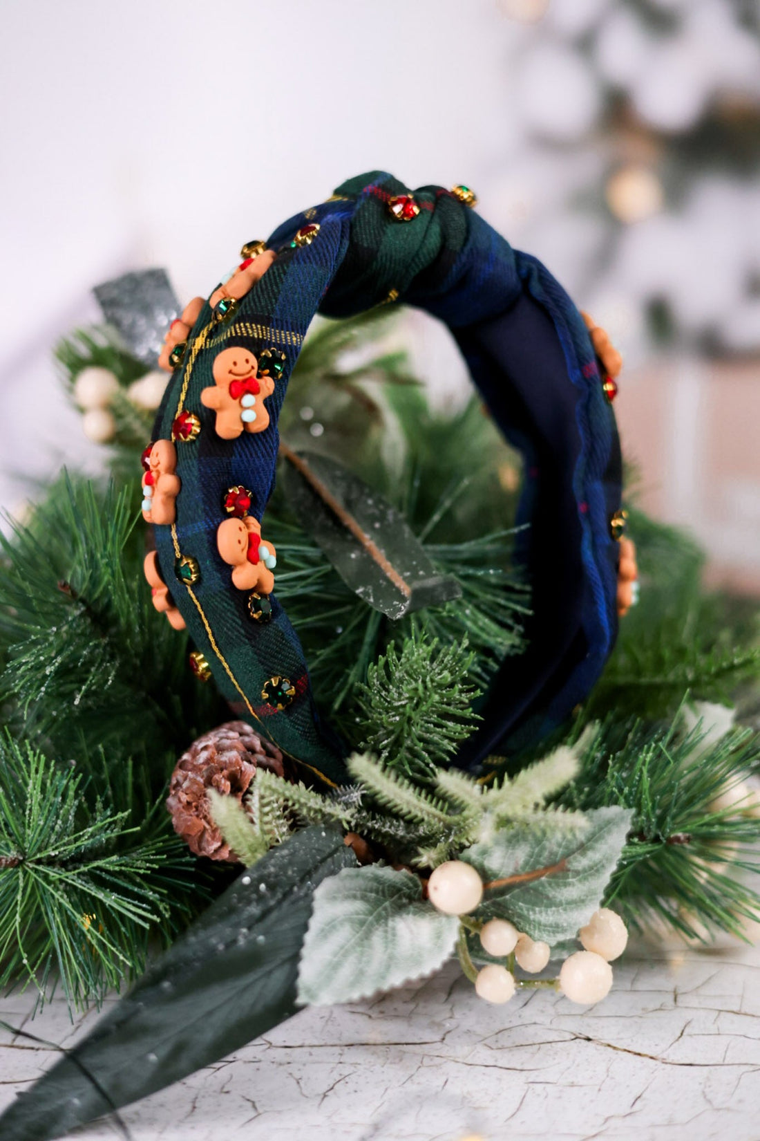 Plaid Gingerbread Headband - Whiskey Skies - SHIRALEAH