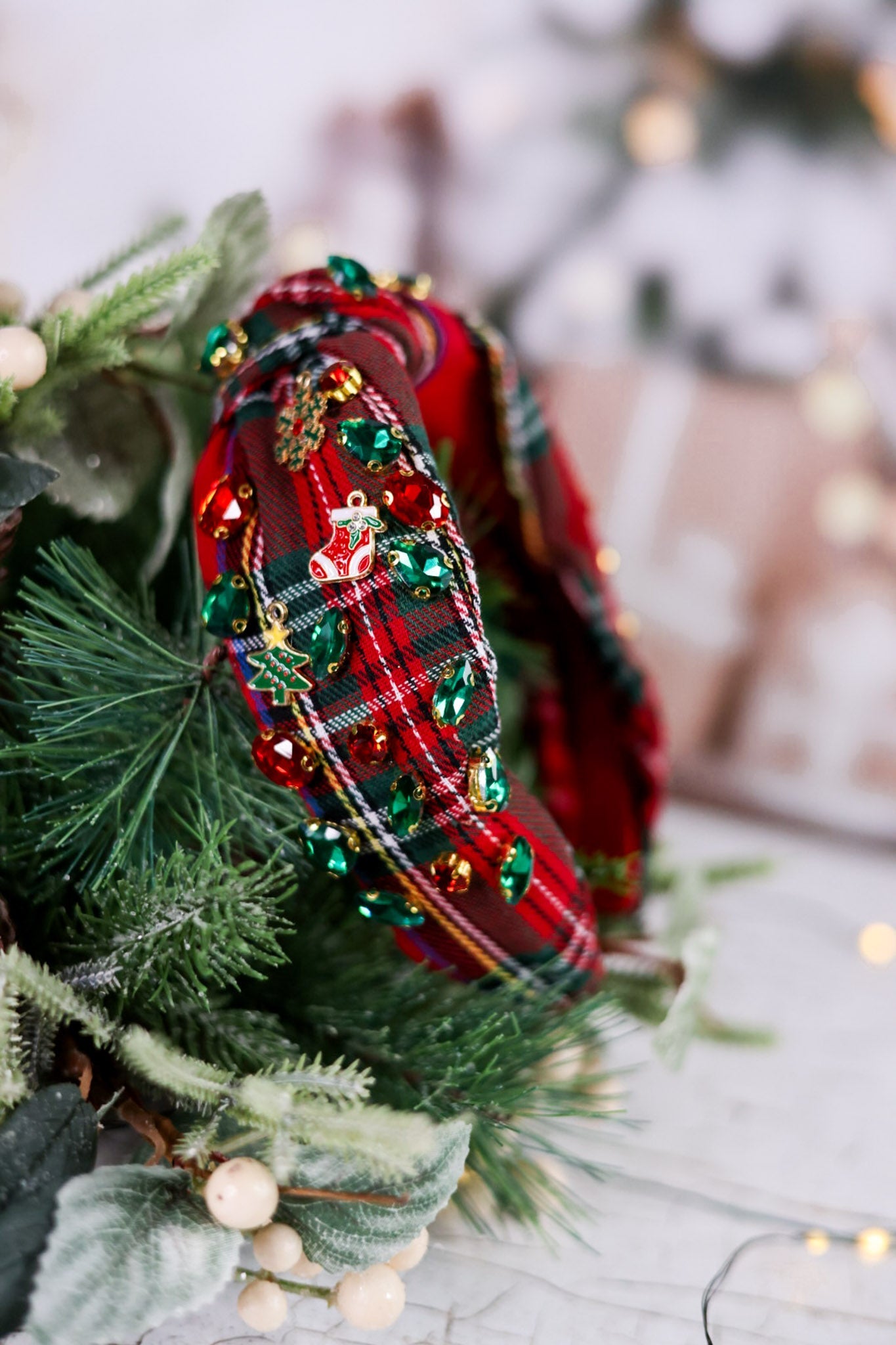 Plaid Merry Headband - Whiskey Skies - SHIRALEAH