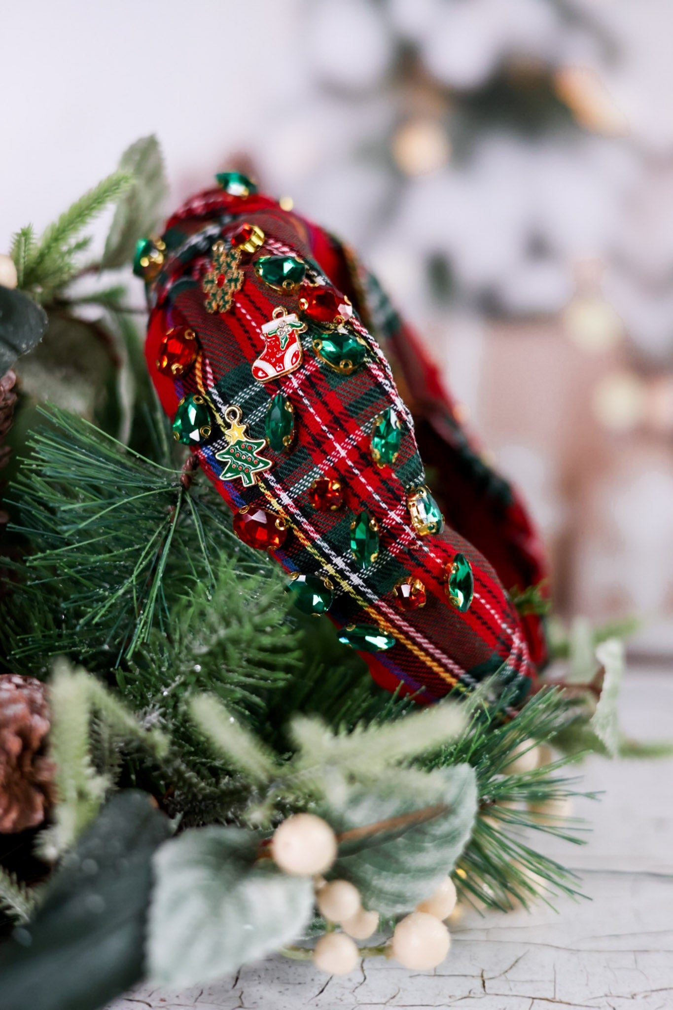 Plaid Merry Headband - Whiskey Skies - SHIRALEAH