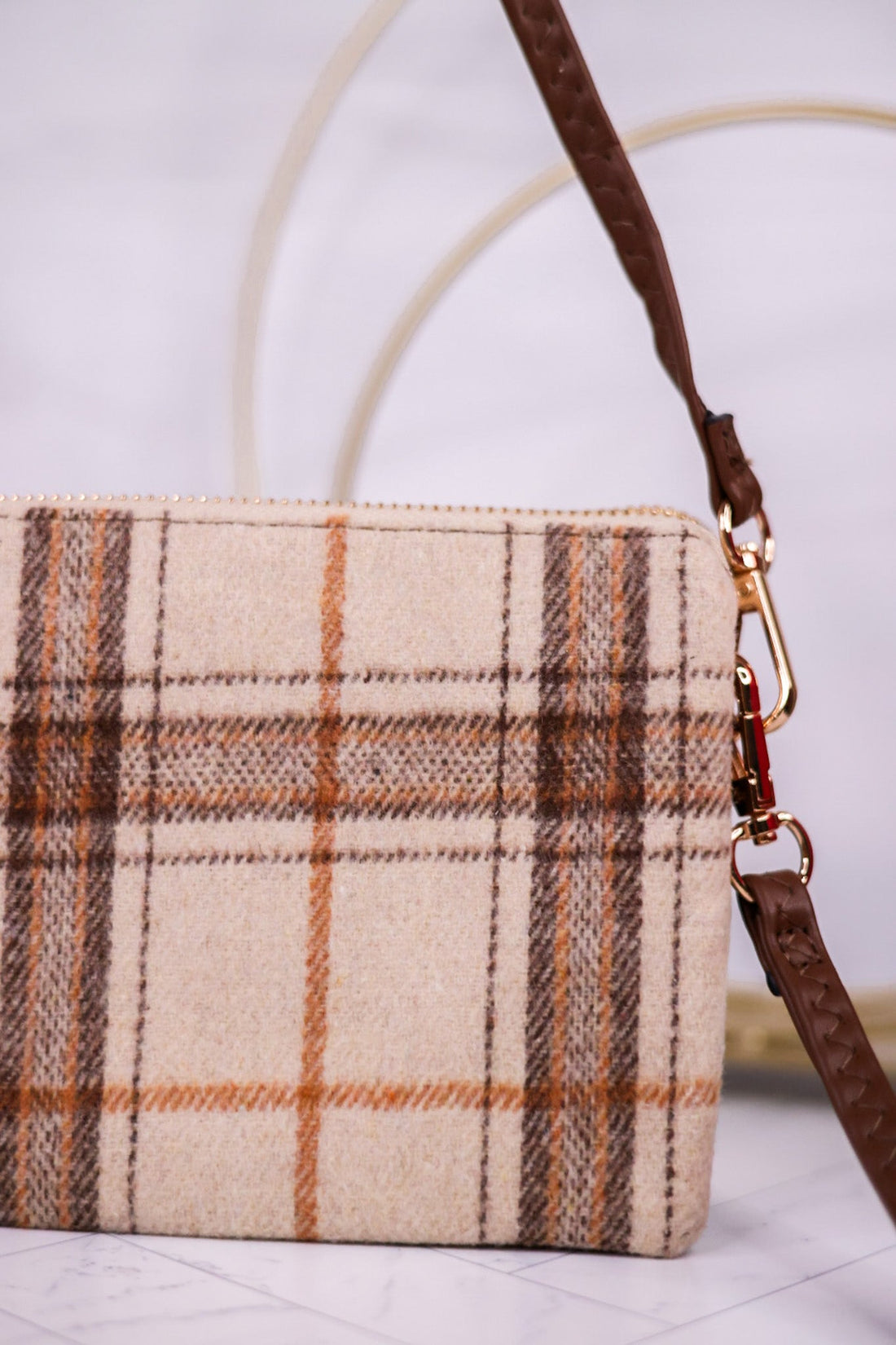 Plaid Riley Crossbody Bag - Whiskey Skies - JEN & CO