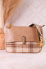 Plaid Shoulder Bag With Adjustable Chain Strap - Whiskey Skies - JEN & CO