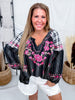 Plaid & Stripe Blouse with Embroidered Florals - Whiskey Skies - ANDREE BY UNIT