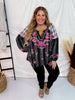 Plaid & Stripe Blouse with Embroidered Florals - Whiskey Skies - ANDREE BY UNIT
