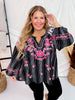 Plaid & Stripe Blouse with Embroidered Florals - Whiskey Skies - ANDREE BY UNIT