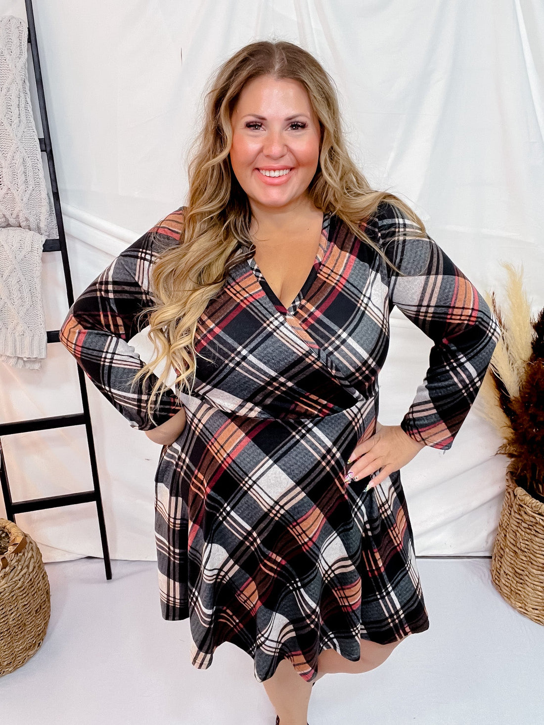 Plaid Surplus Front Dress - Whiskey Skies - WHITE BIRCH