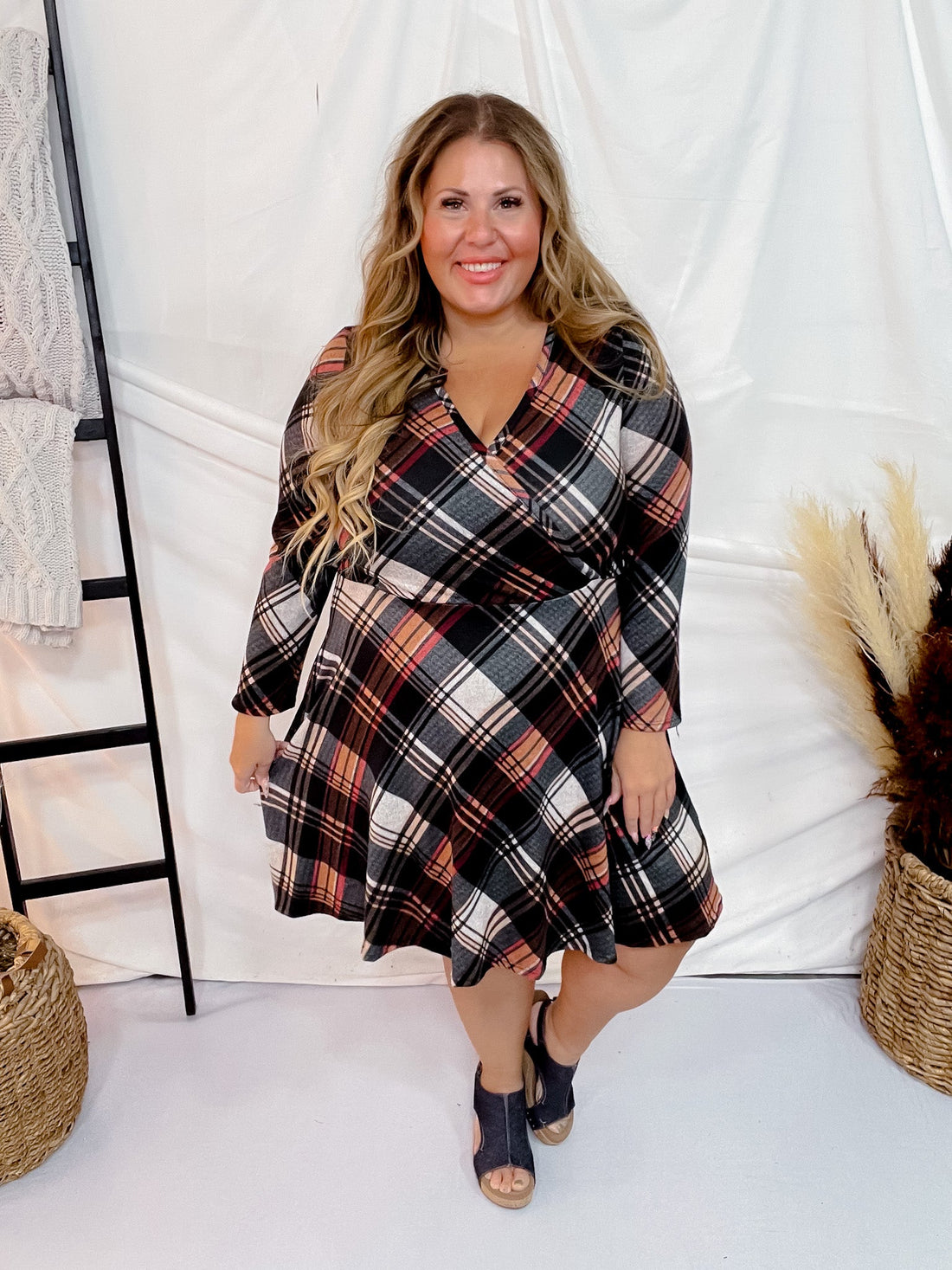 Plaid Surplus Front Dress - Whiskey Skies - WHITE BIRCH