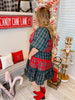 Plaid Sweetheart Neck Babydoll Dress W/ Bubble Sleeves - Whiskey Skies - ODDI