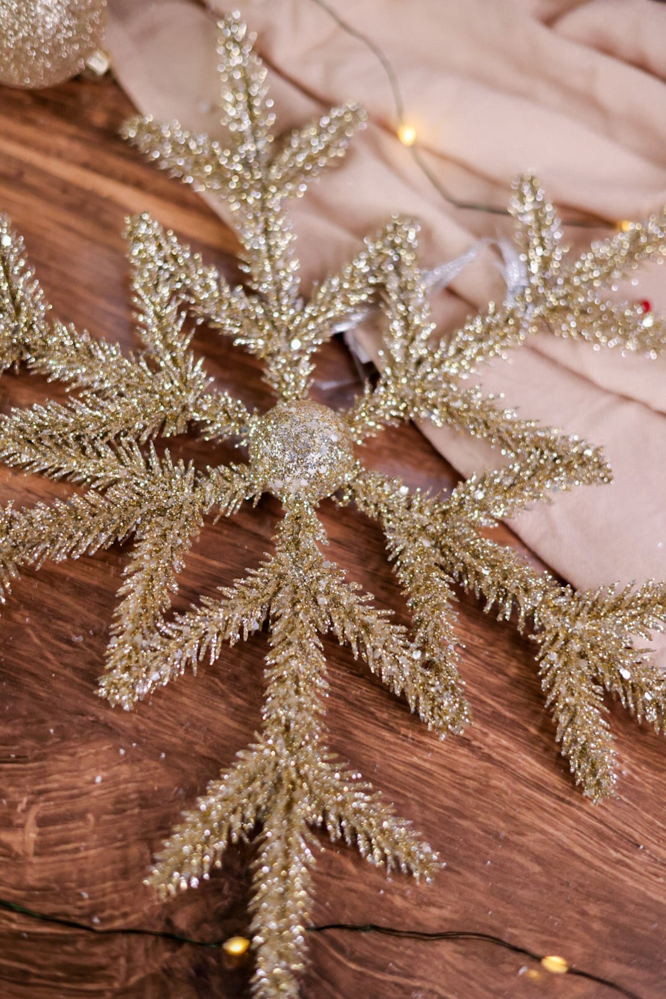 Platinum Glitter Pine Snowflake Decorations - Whiskey Skies - K&K INTERIORS