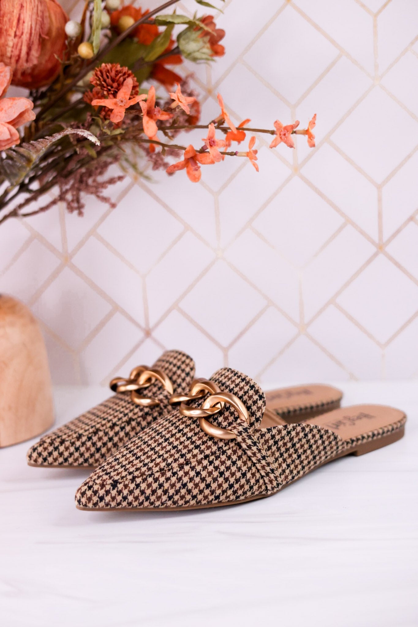 Playin For Keeps Houndstooth Mules - Whiskey Skies - CORKYS FOOTWEAR