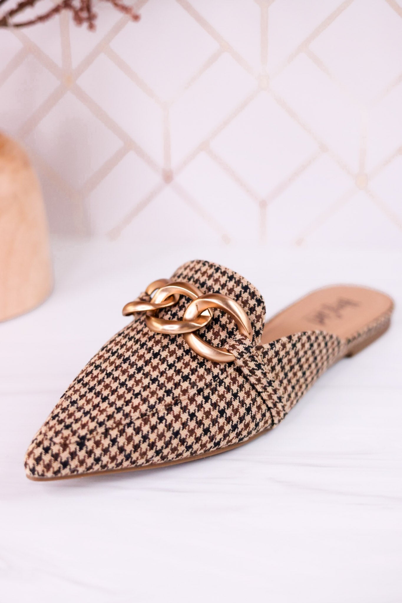 Playin For Keeps Houndstooth Mules - Whiskey Skies - CORKYS FOOTWEAR