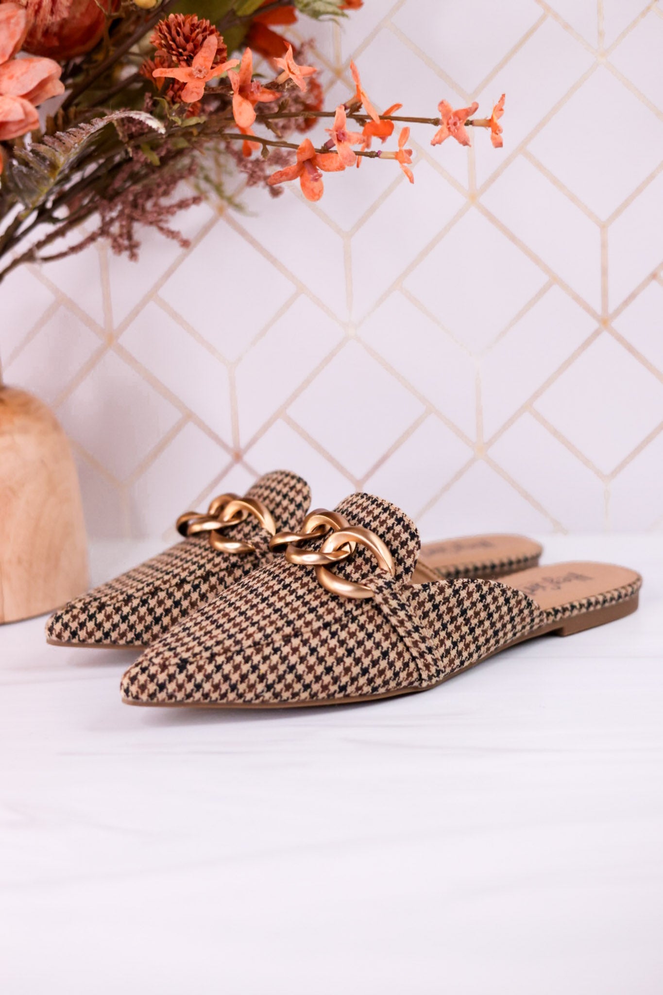Playin For Keeps Houndstooth Mules - Whiskey Skies - CORKYS FOOTWEAR