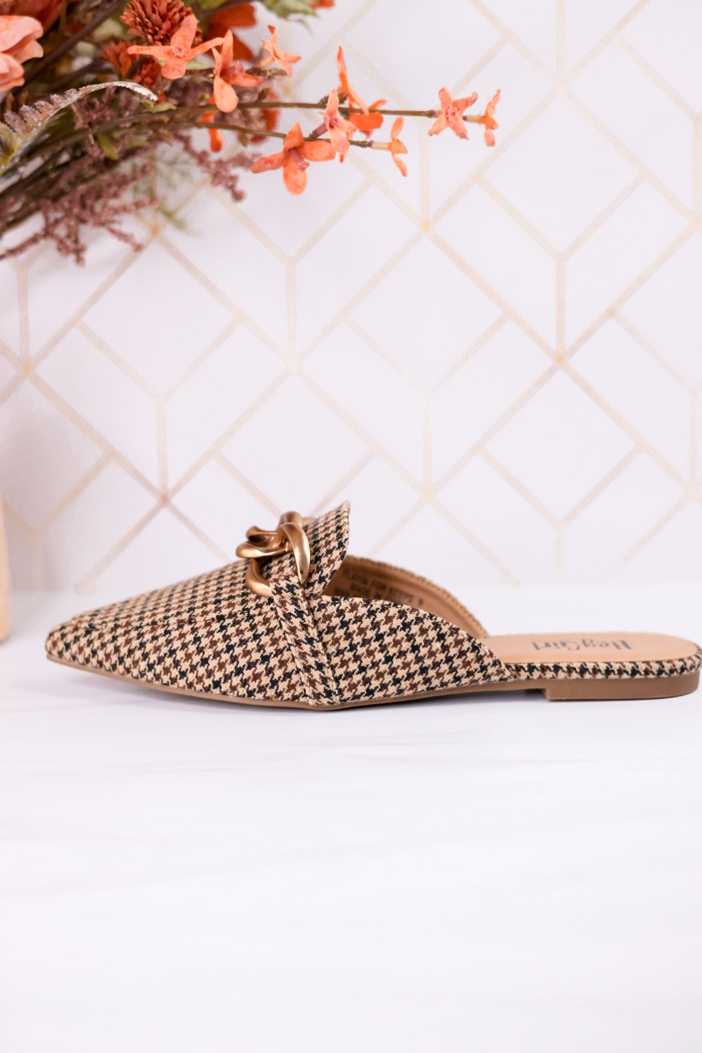Playin For Keeps Houndstooth Mules - Whiskey Skies - CORKYS FOOTWEAR