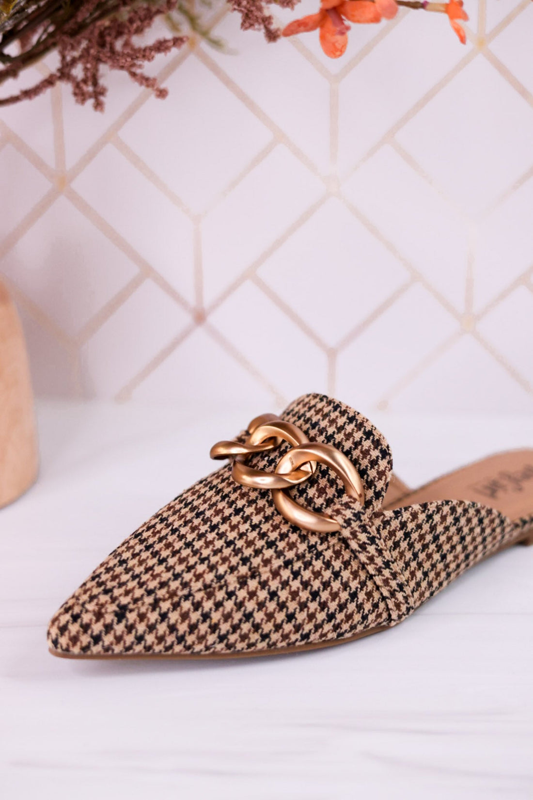 Playin For Keeps Houndstooth Mules - Whiskey Skies - CORKYS FOOTWEAR