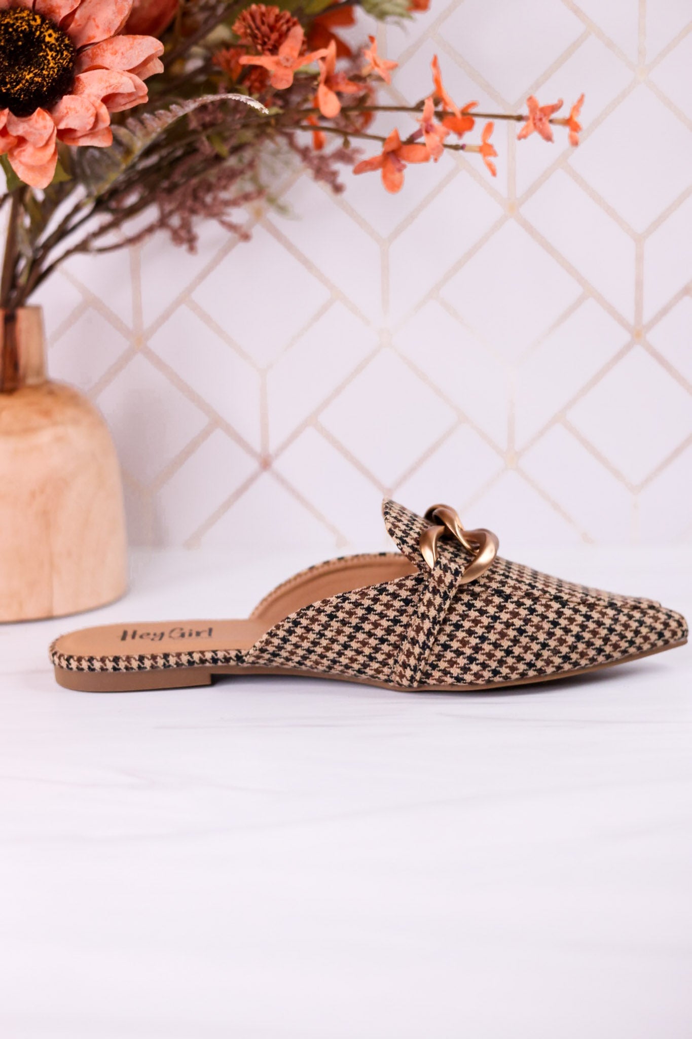 Playin For Keeps Houndstooth Mules - Whiskey Skies - CORKYS FOOTWEAR