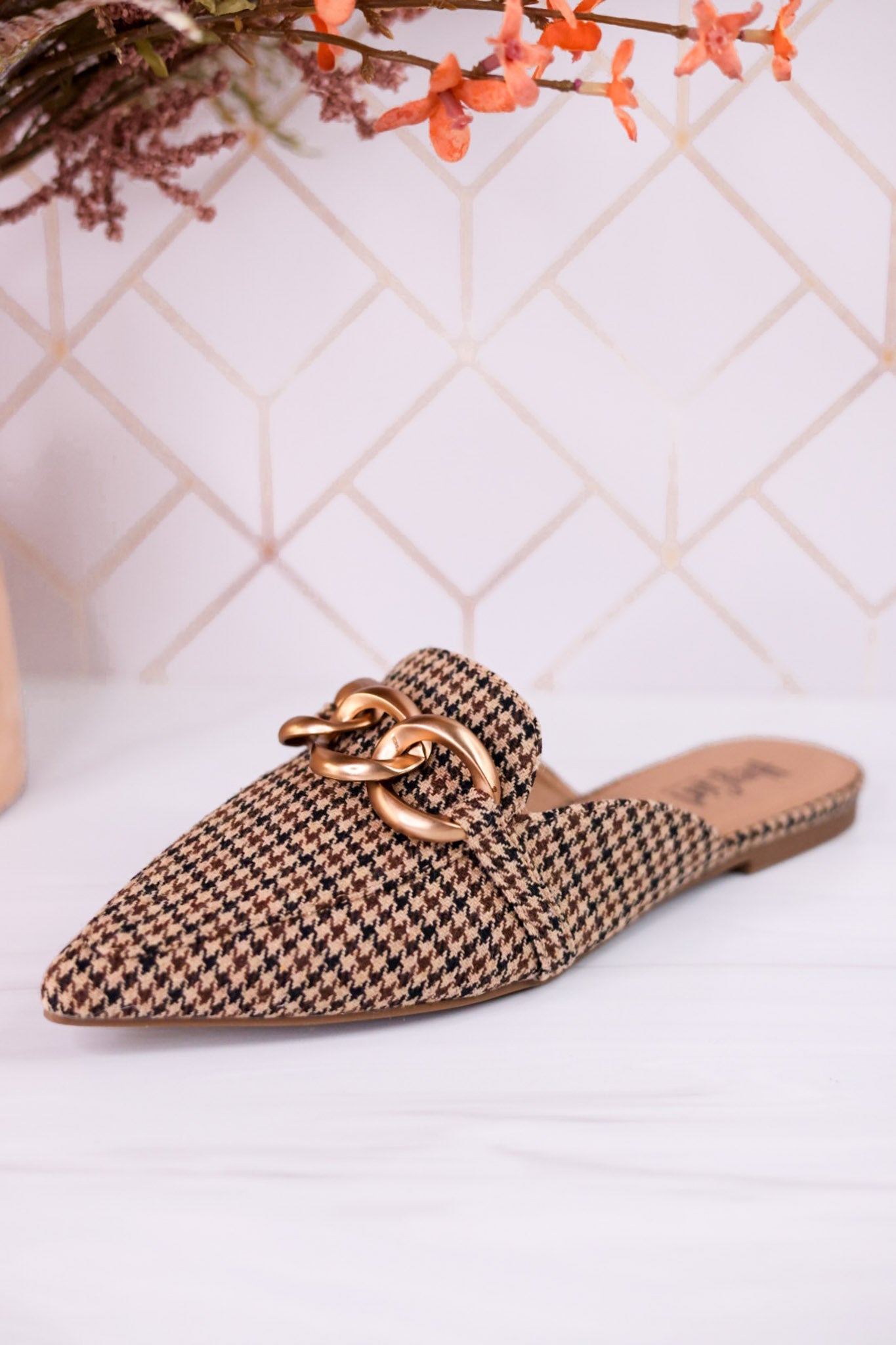 Playin For Keeps Houndstooth Mules - Whiskey Skies - CORKYS FOOTWEAR
