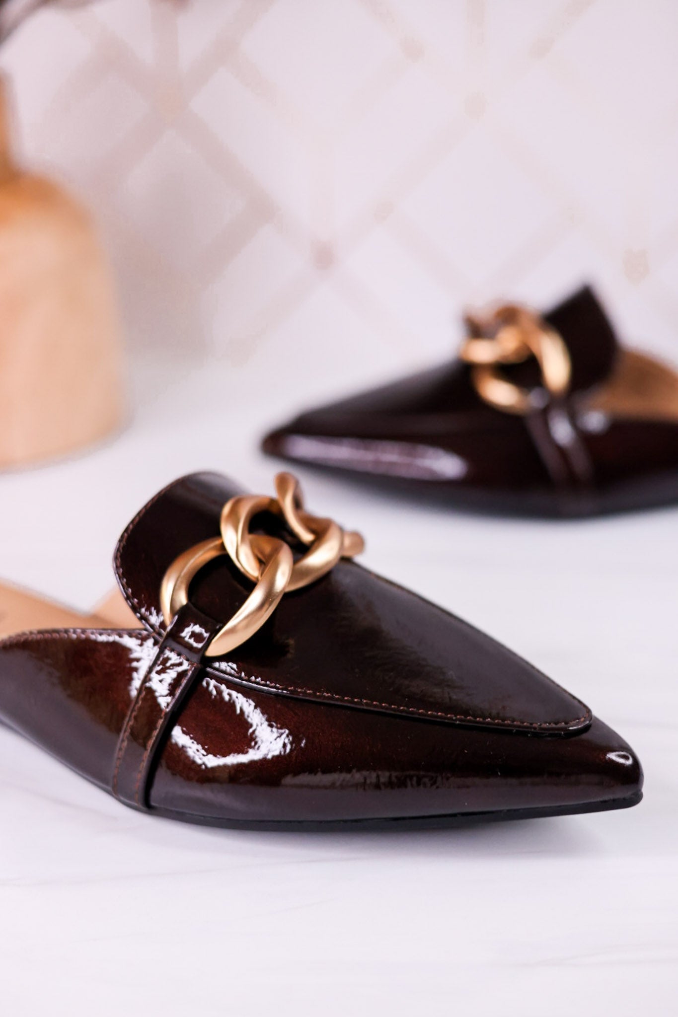 Playin For Keeps Merlot Patent Leather Mules - Whiskey Skies - CORKYS FOOTWEAR