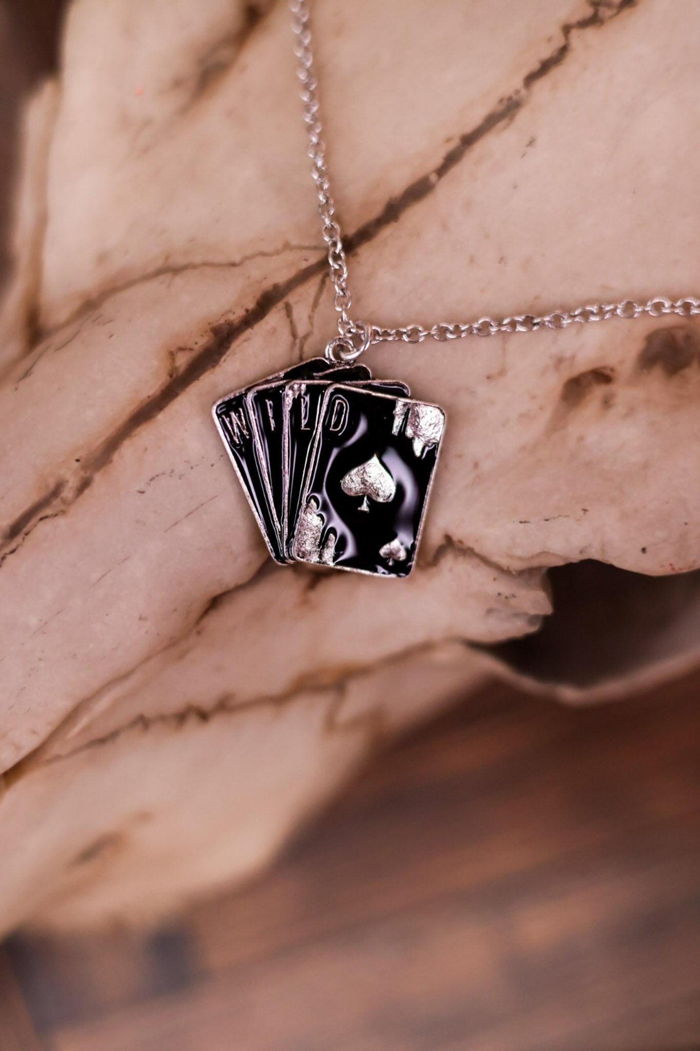 Playing Card Pendant Necklace in Black - Whiskey Skies - BOHO RANCH SHOP