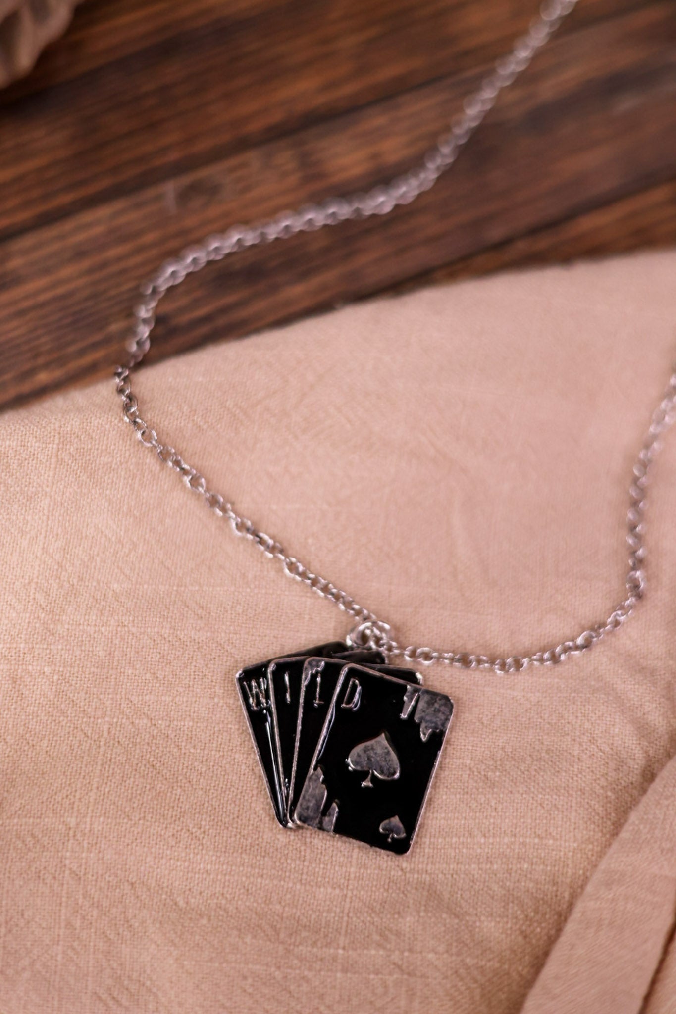 Playing Card Pendant Necklace in Black - Whiskey Skies - BOHO RANCH SHOP