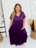 Plum Jersey Knit V - Neck Maxi Dress - Whiskey Skies - ENTRO