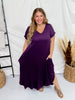 Plum Jersey Knit V - Neck Maxi Dress - Whiskey Skies - ENTRO